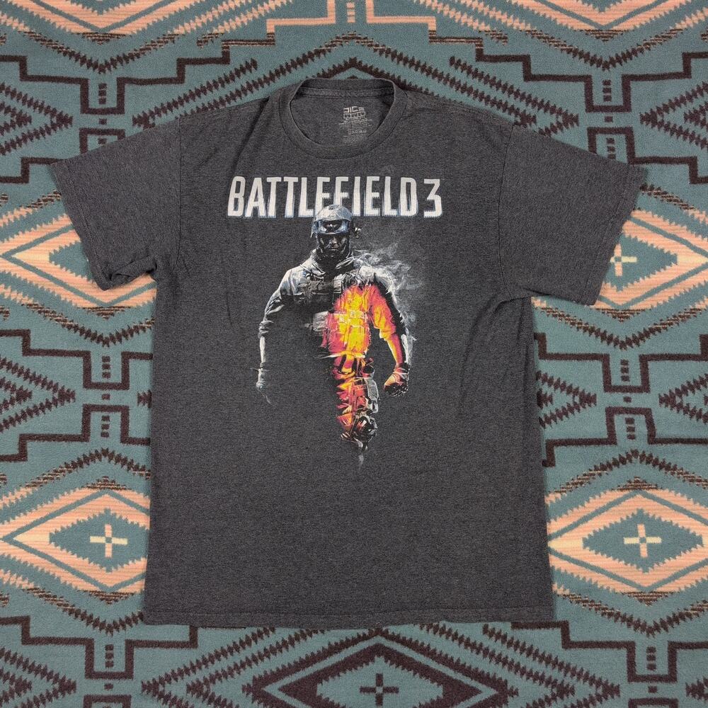 Dice Battlefield 3 Graphic Video Game Promo Collector T Shirt Large FPS Shooter